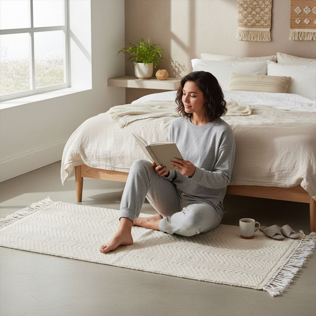 Tapis beige rectangulaire 150x50 cm pour une chambre élégante