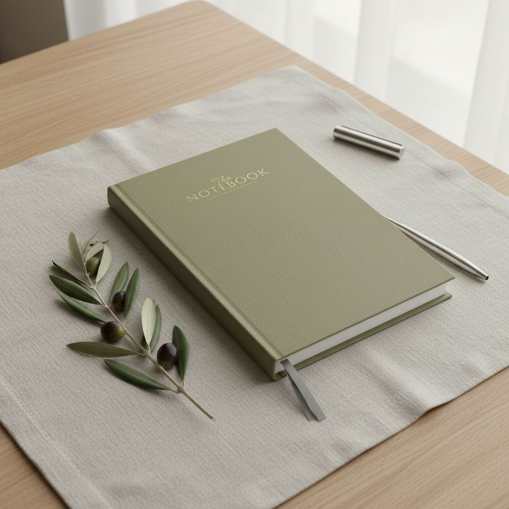 carnet olive design minimal pour pensées créatives et projets