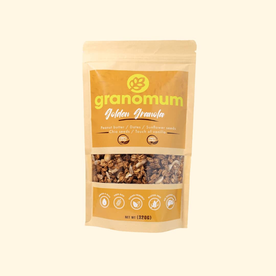 Granola golden 100% naturel (Végan, sans gluten, sans sucre raffiné)