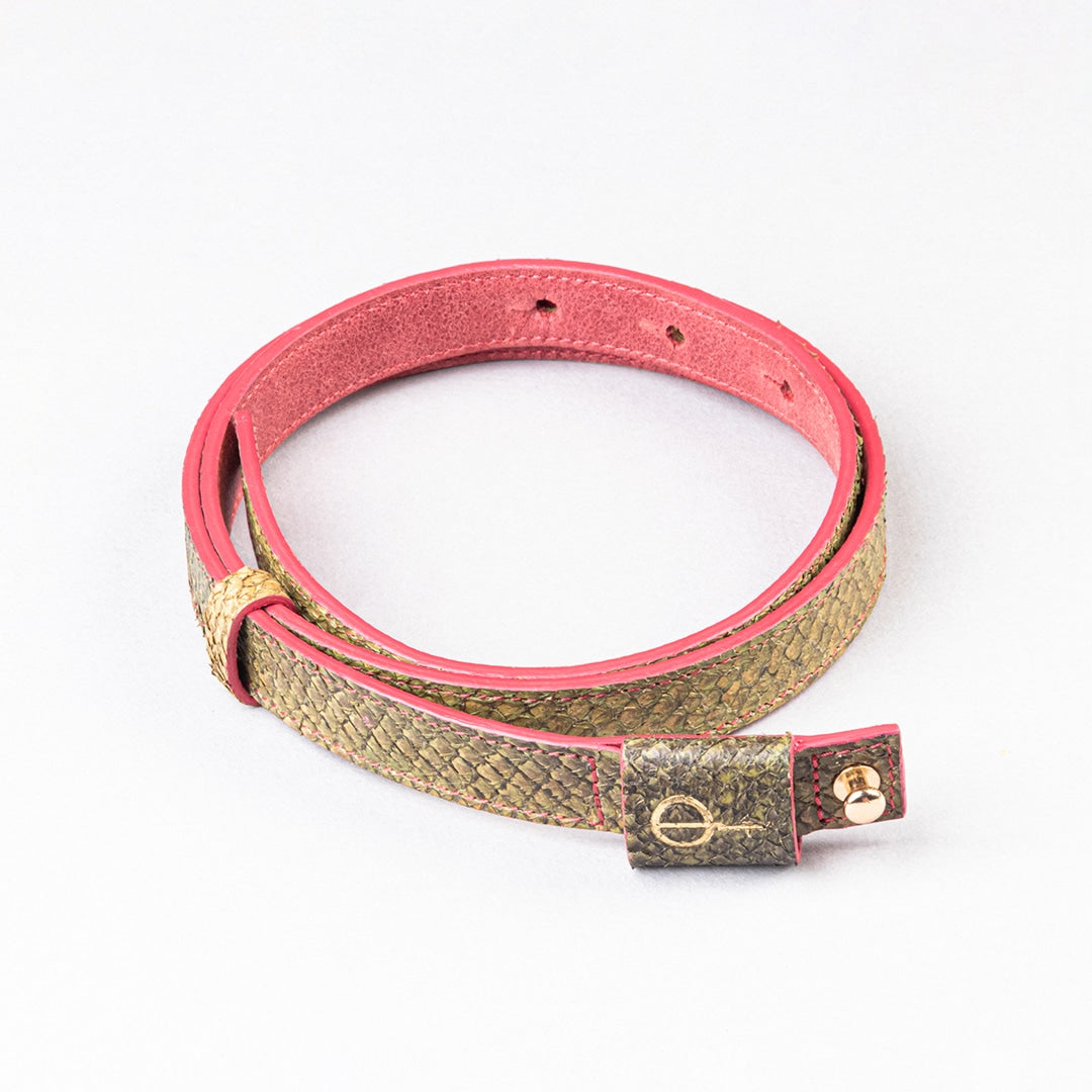 Ceinture en cuir de saumon Greeny