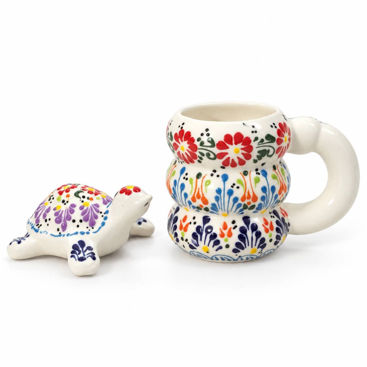 Mug coloré artisanale unique et joyeuse avec tortue