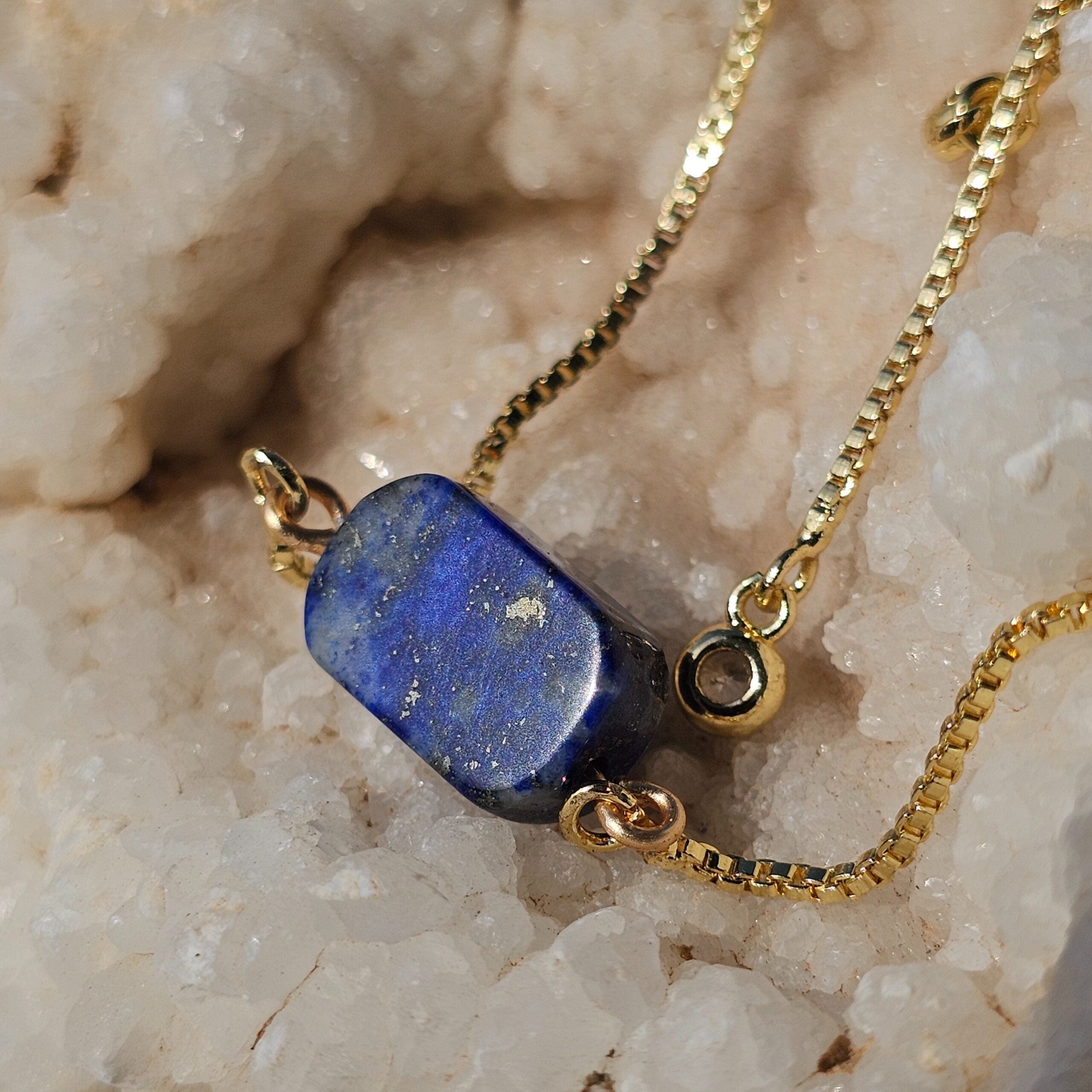 Bracelet Ajustable en Lapis Lazuli &amp; Acier Inoxydable Équilibre