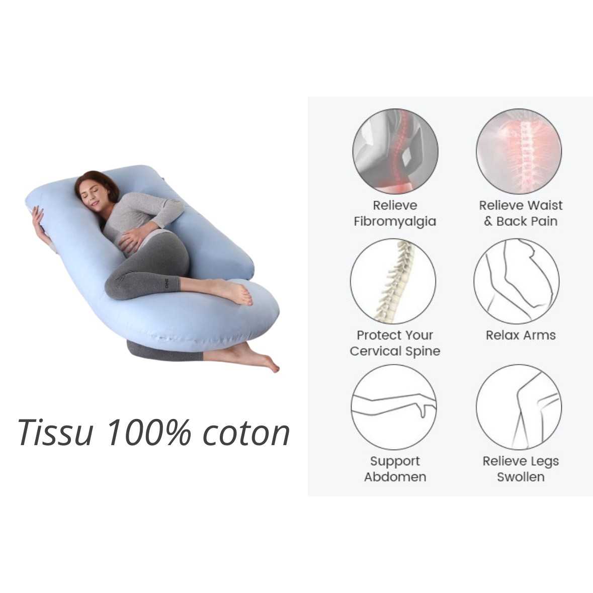 Coussin grossesse géant en coton lavable pour un confort ultime