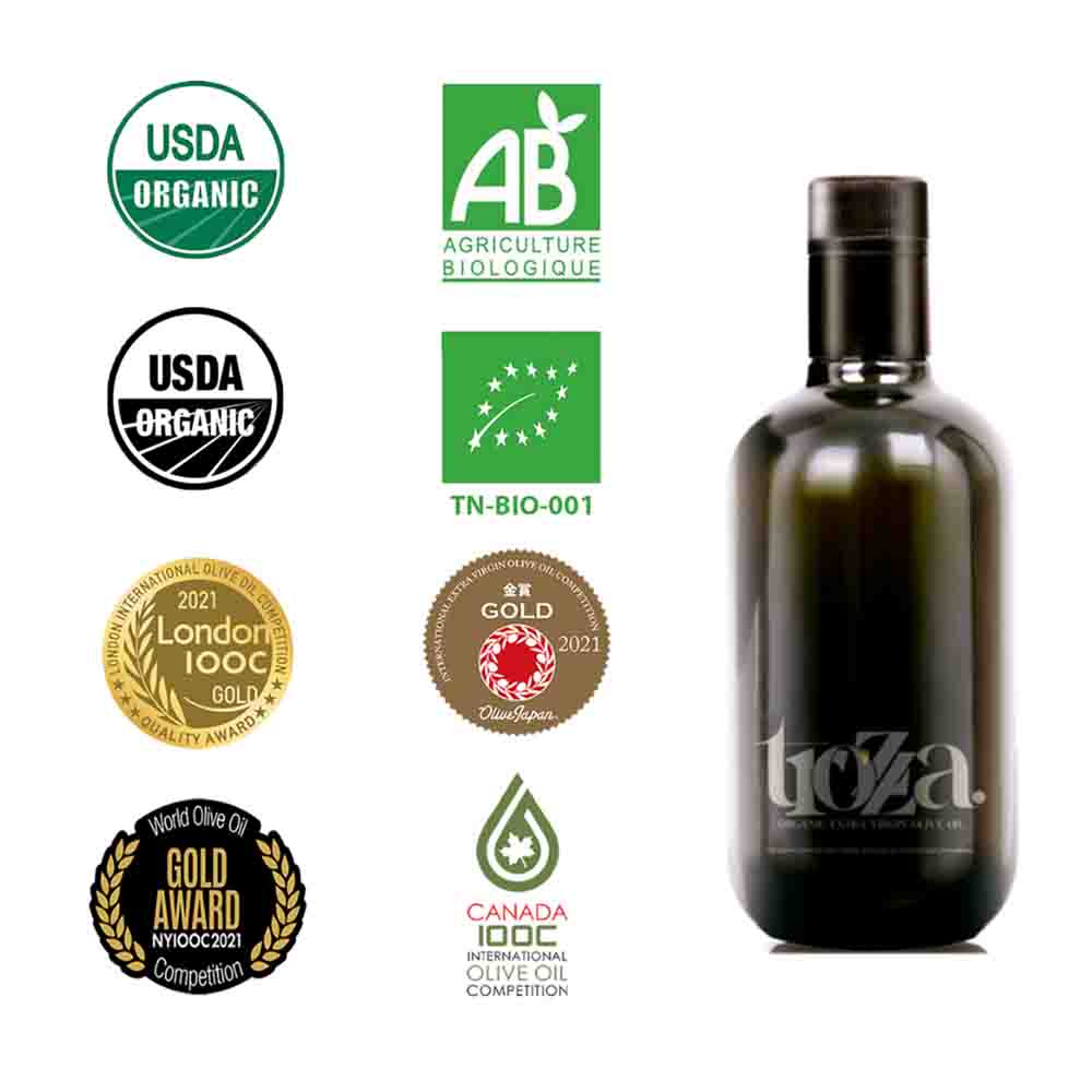 Huile d’olive extra vierge coffret biologique flavour – certifiée écologique 250 - artisanat Tunisien fait main | ILEYCOM