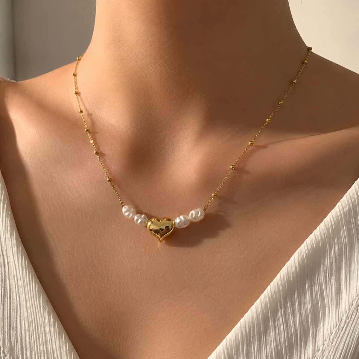 Collier Amorette éclatant en acier inoxydable et or premium