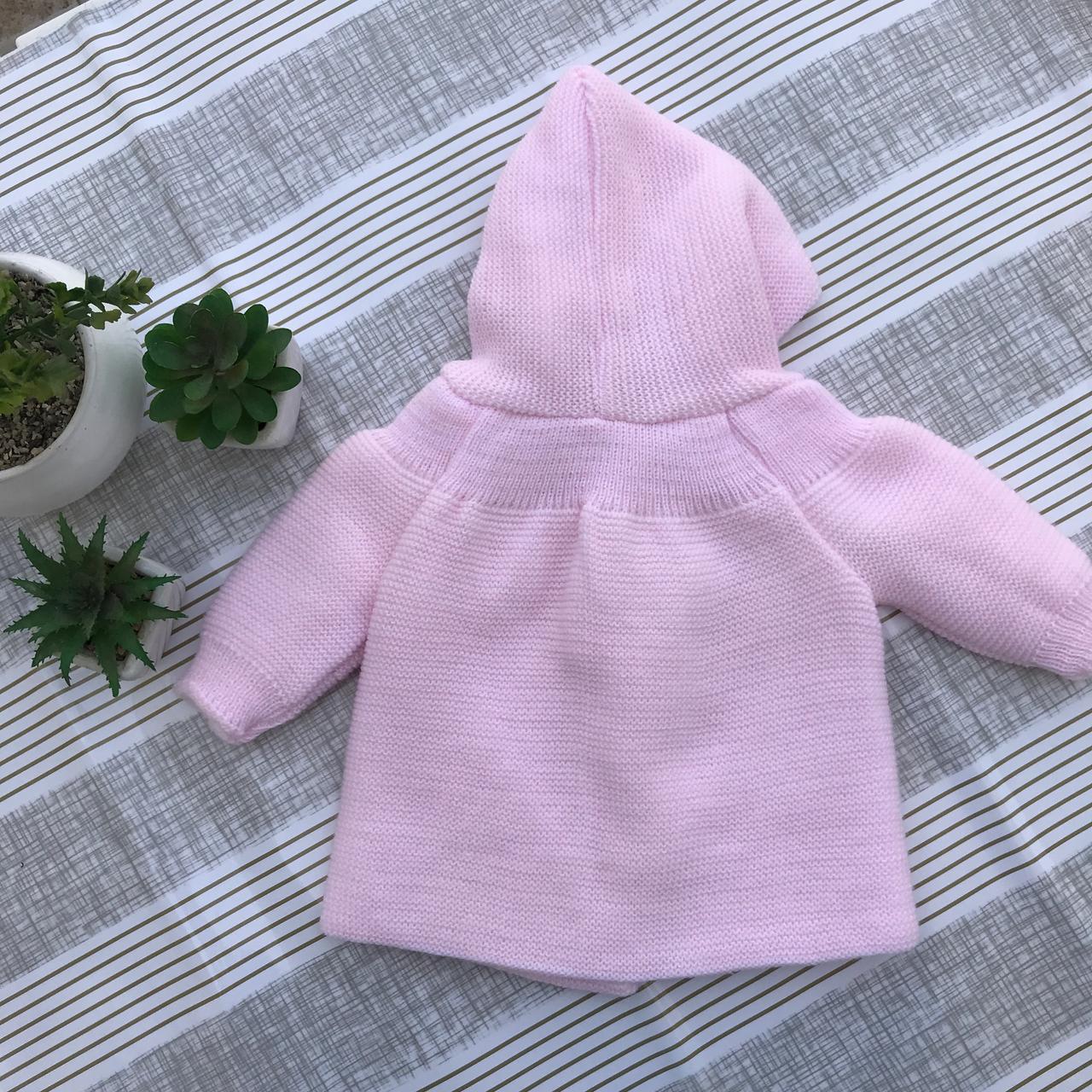 Gilet à capuche en tricot pour nouveau-né, Tricot en laine et coton (0 à 3 mois)