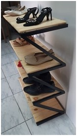 Porte chaussure en Bois et Acier 80x30cm hauteur 80 cm
