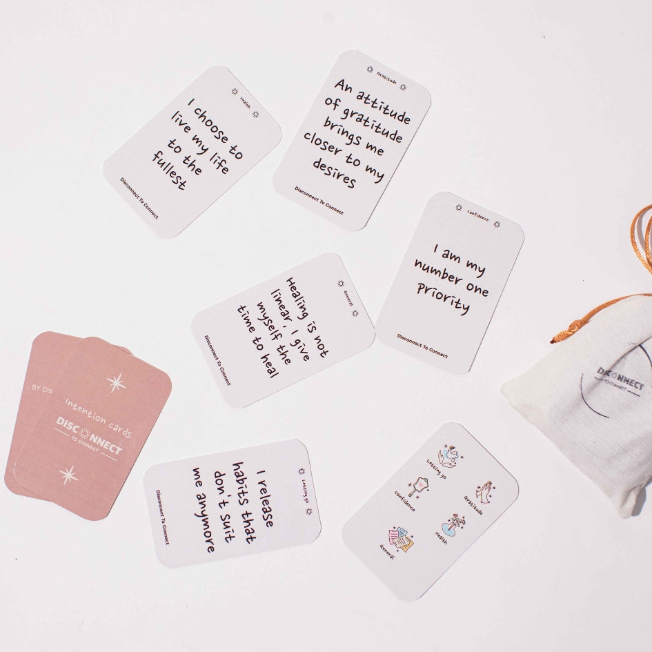 50 Cartes de réflexion et d’intention "Transformation" en anglais (5 catégories et 10 cartes par catégorie)