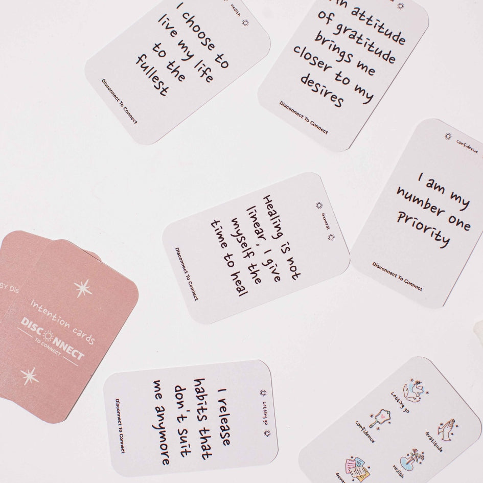 50 Cartes de réflexion et d’intention "Transformation" en anglais (5 catégories et 10 cartes par catégorie)
