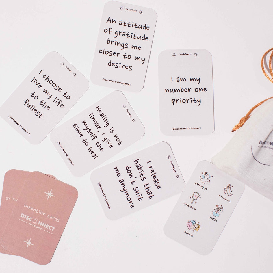 50 Cartes de réflexion et d’intention "Transformation" en anglais (5 catégories et 10 cartes par catégorie)