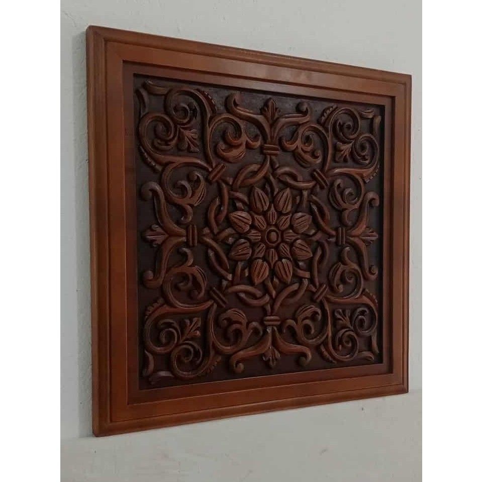 tableau en bois sculpté à la main 60 x 60 cm exclusif