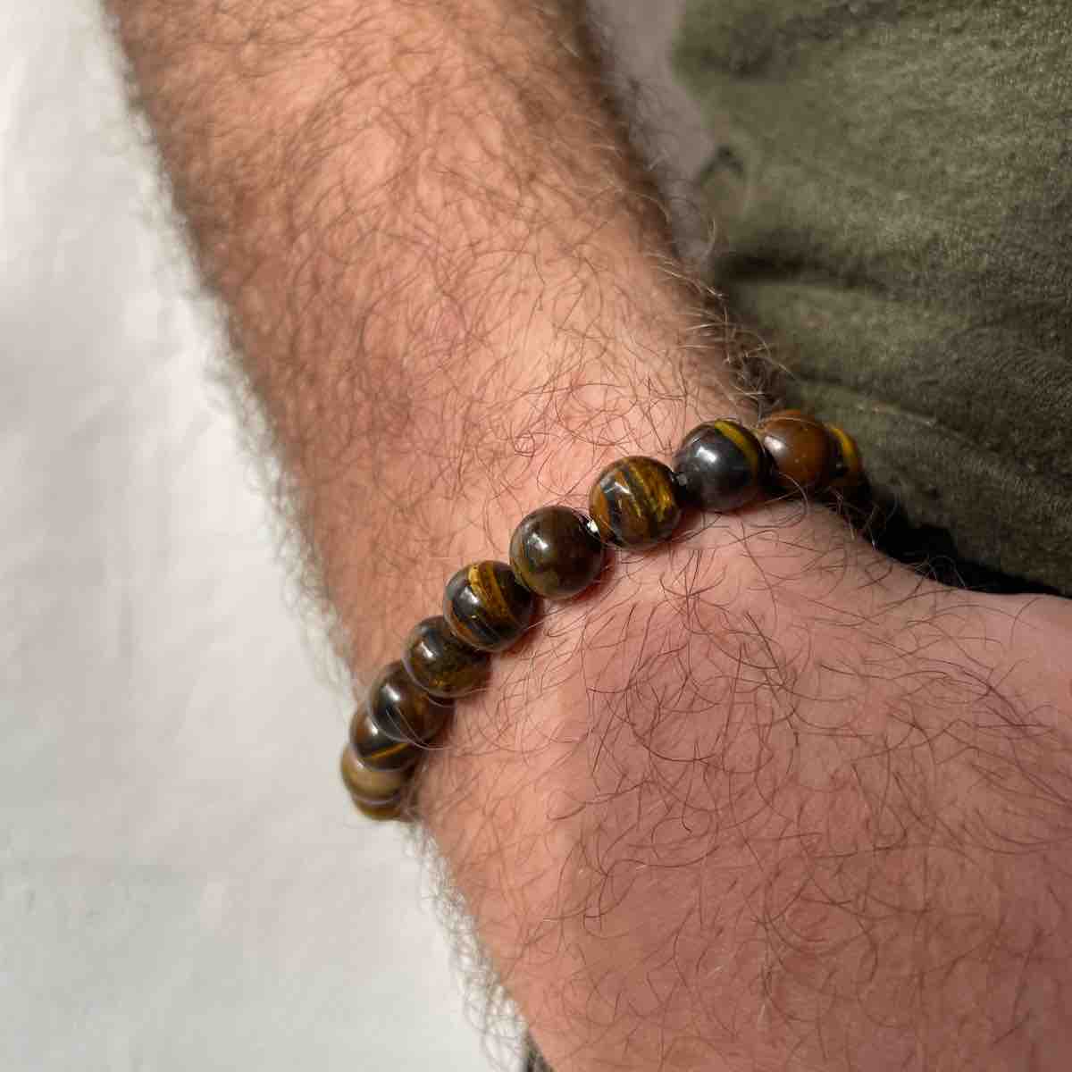 bracelet perles ajustable en nuances marron et noir