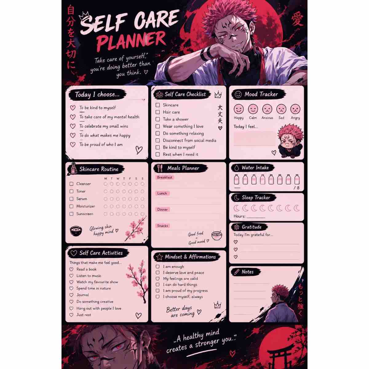 Agenda anime inspiré de Sukuna pour une organisation stylée
