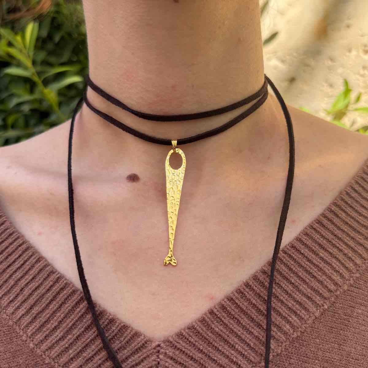 Collier cuir ajustable premium marron et doré exclusif
