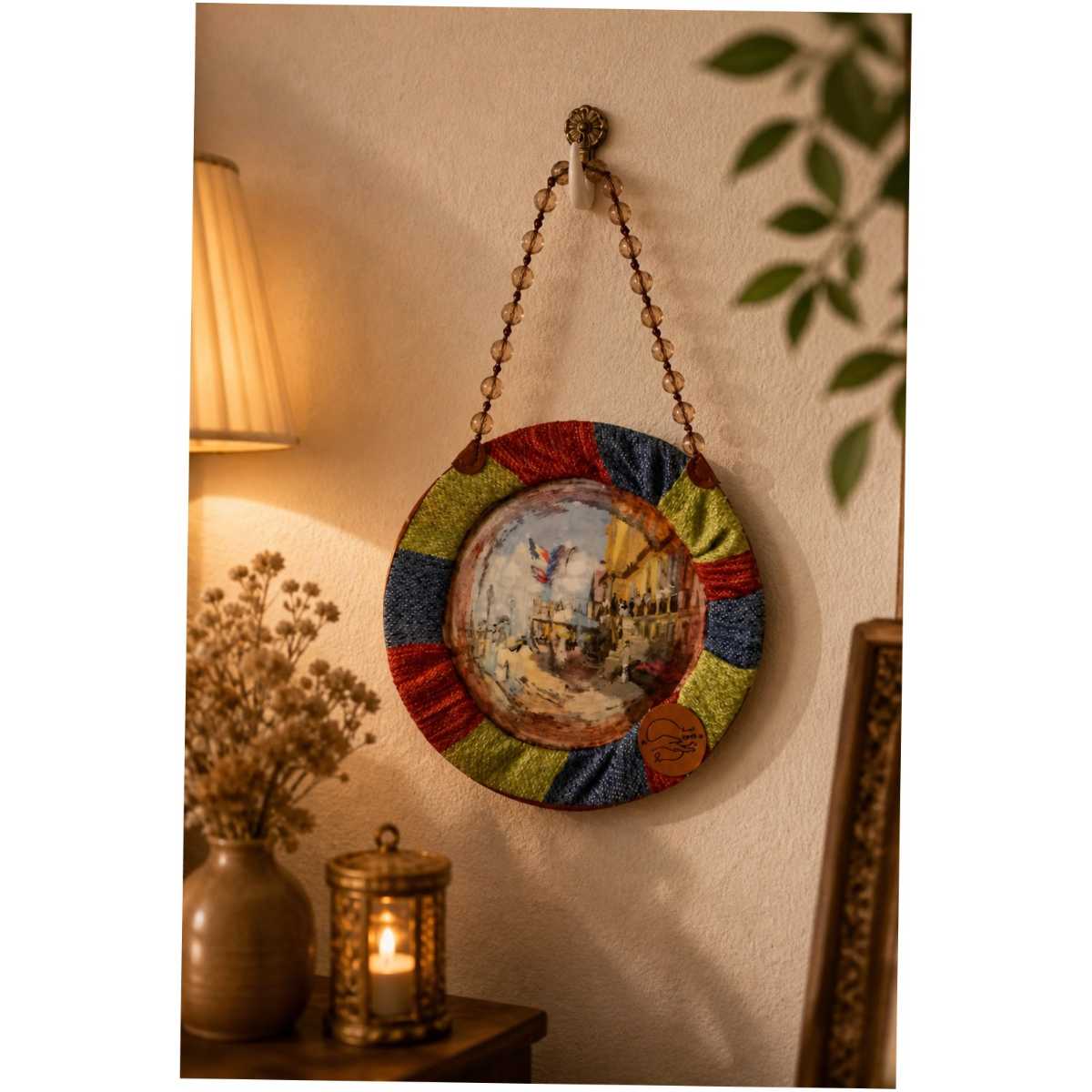 suspension murale artisanale multicolore style bohème unique