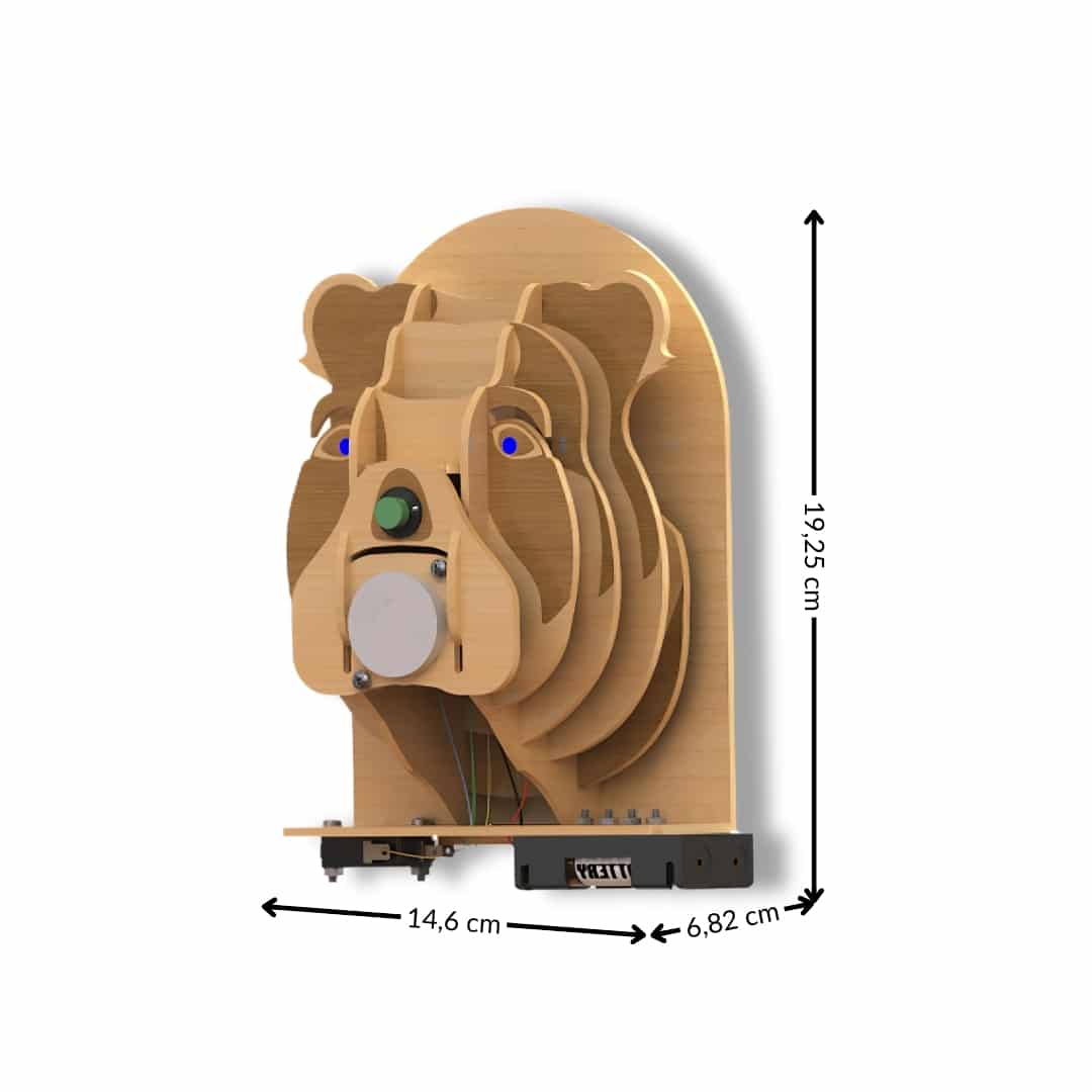 Jeu éducatif STEM alarme tête de chien en bois et électronique (+6 ans) - artisanat Tunisien fait main | ILEYCOM