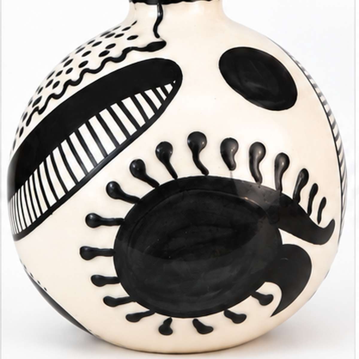 Grenade décorative artisanale noire et blanche 14 cm qualité premium