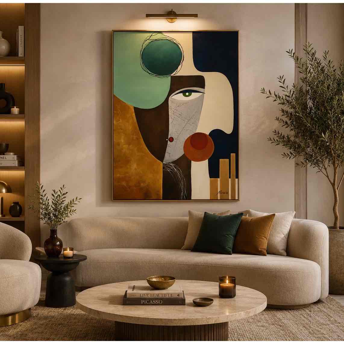 tableau abstrait peinture à l huile Regard Fragmenté 80x60 cm exclusif