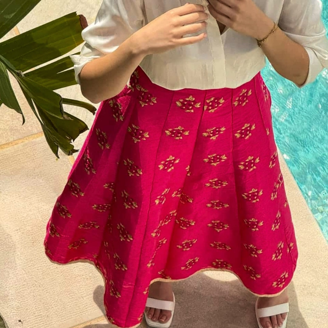 Jupe Pinky faite main, pièce unique taille M - artisanat Tunisien fait main | ILEYCOM