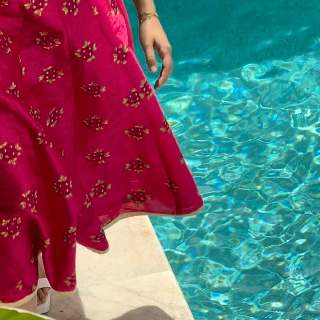 Jupe Pinky faite main, pièce unique taille M - artisanat Tunisien fait main | ILEYCOM