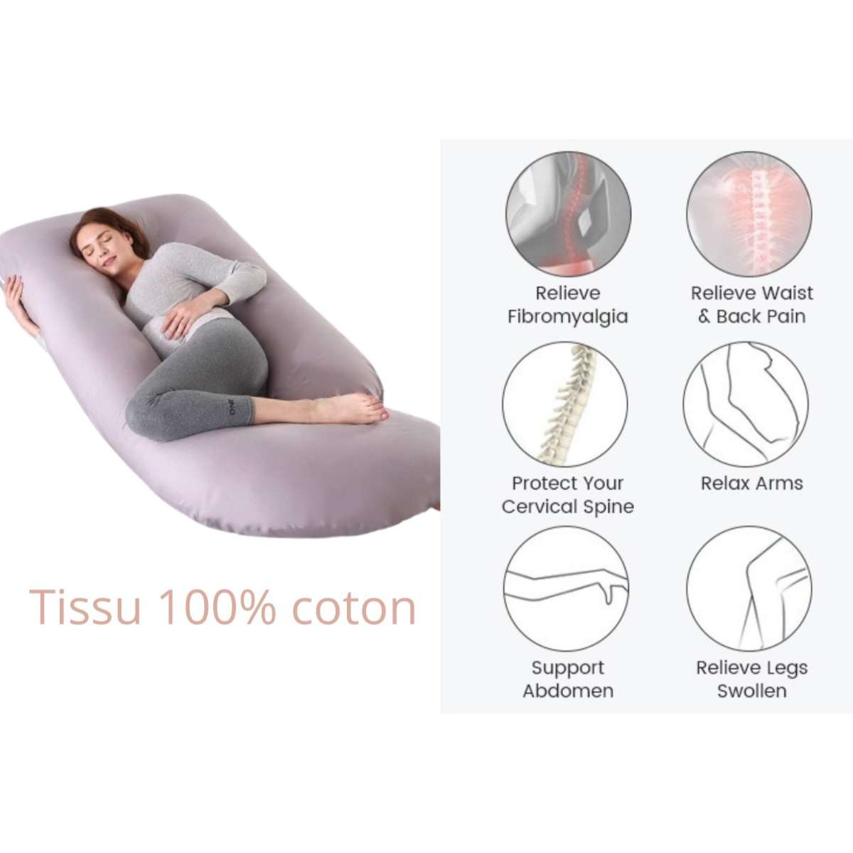 Coussin grossesse géant lavable pour un confort optimal