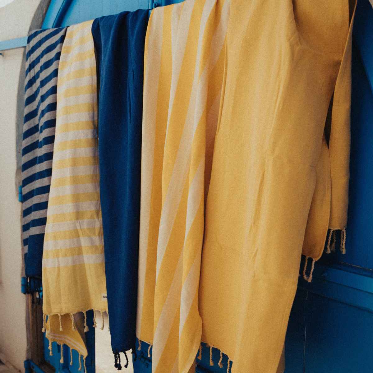 Fouta éponge rayée jaune