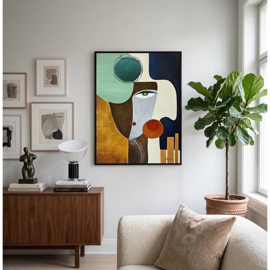 tableau abstrait peinture à l huile Regard Fragmenté 80x60 cm exclusif