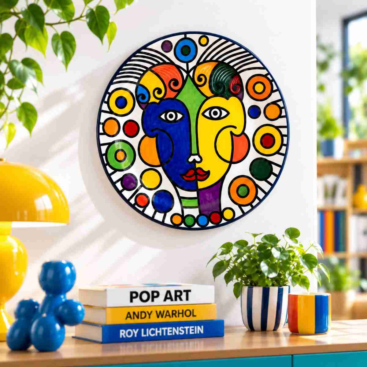Assiette murale décorative multicolore pour un intérieur tendance