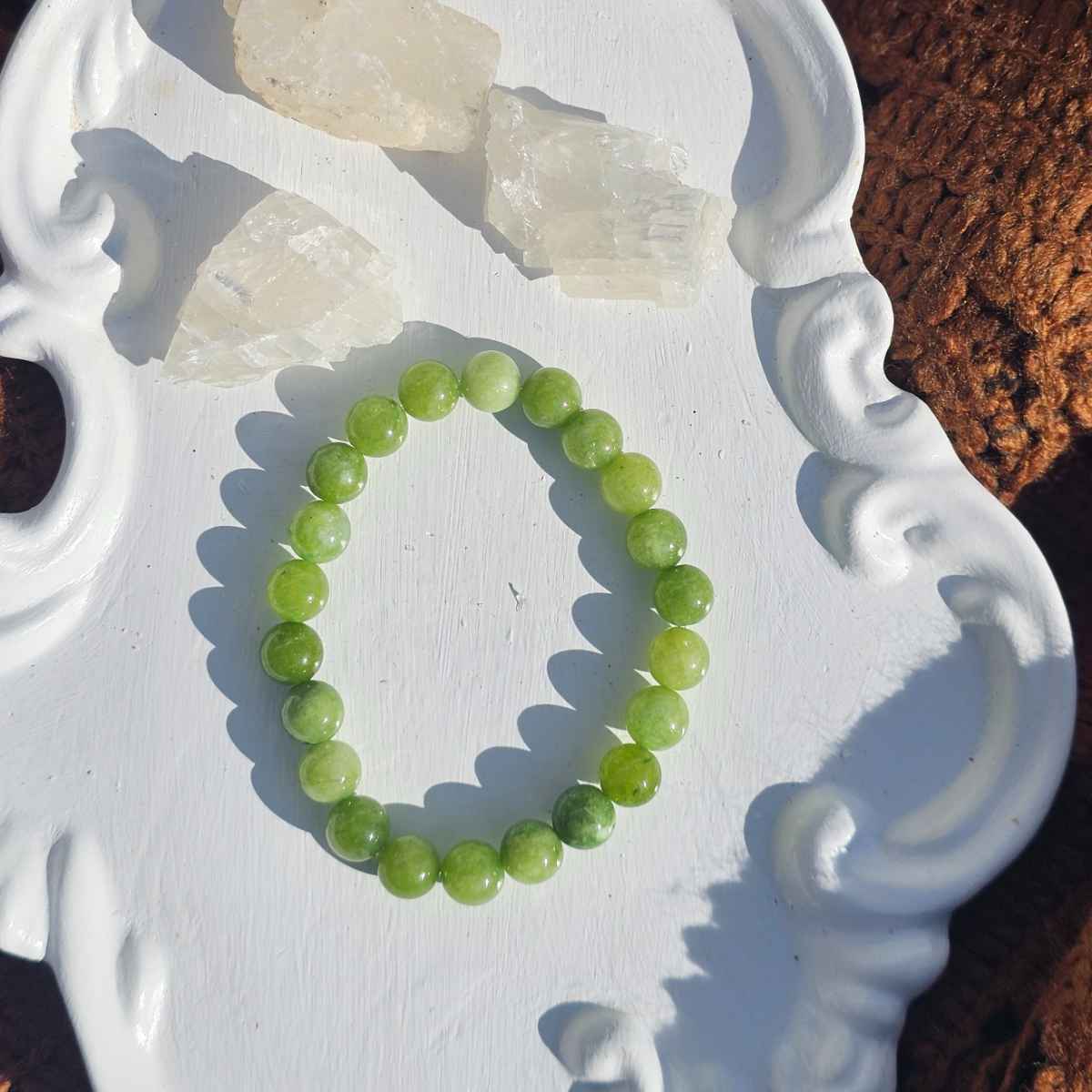 Bracelet péridot élastique en boules de 6 mm pour briller