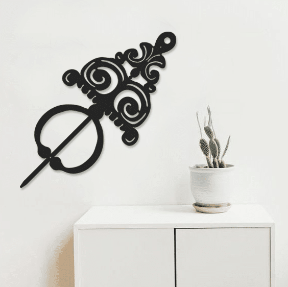 Suspension murale Khlel tunisien en bois noir (29x69 cm)