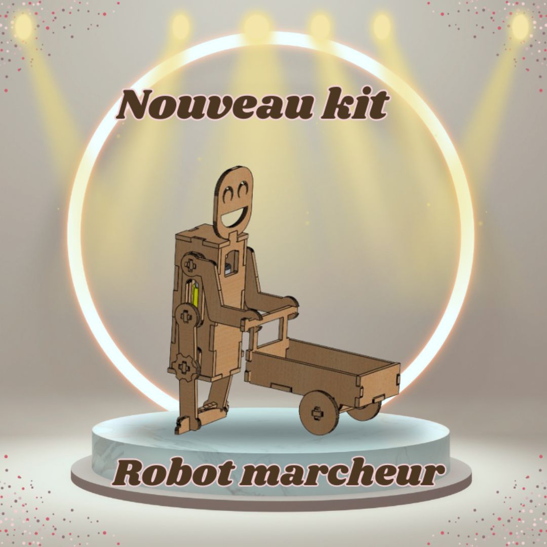 Kit robot marcheur en bois – Jeu STEM à construire & électrique (+6 ans) - artisanat Tunisien fait main | ILEYCOM