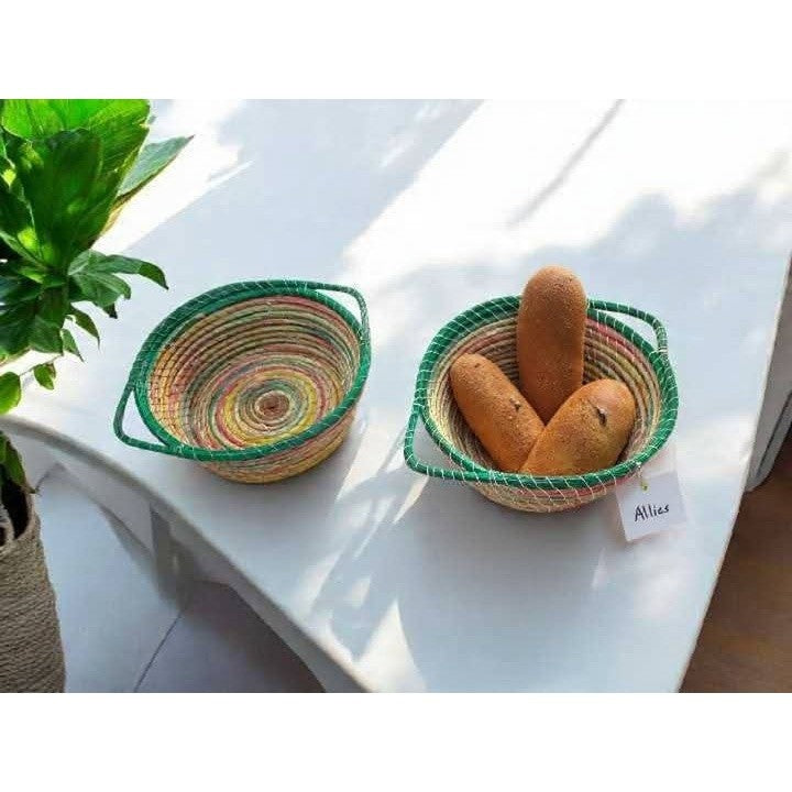 Panier tissé naturel multicolore