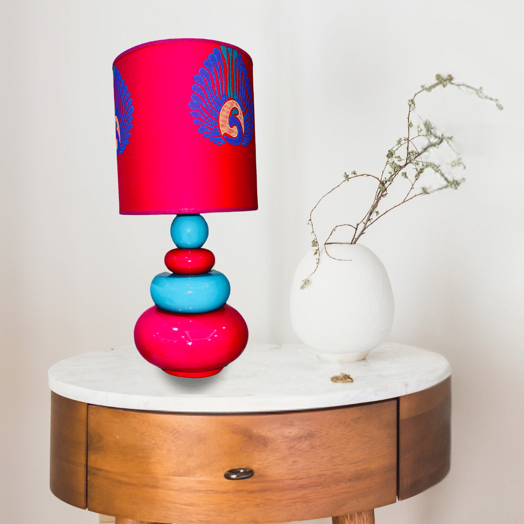 Lampe abat-jour Lumya fait main – En wax africain et céramique - artisanat Tunisien fait main | ILEYCOM