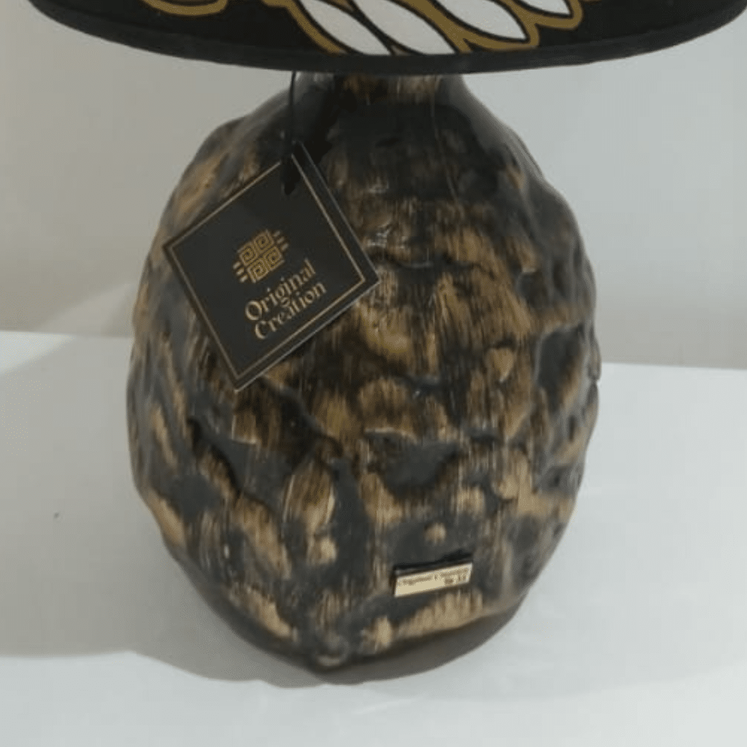Lampe abat-jour Lunora – Design éthnique en wax africain et céramique (44 × 22 c - artisanat Tunisien fait main | ILEYCOM