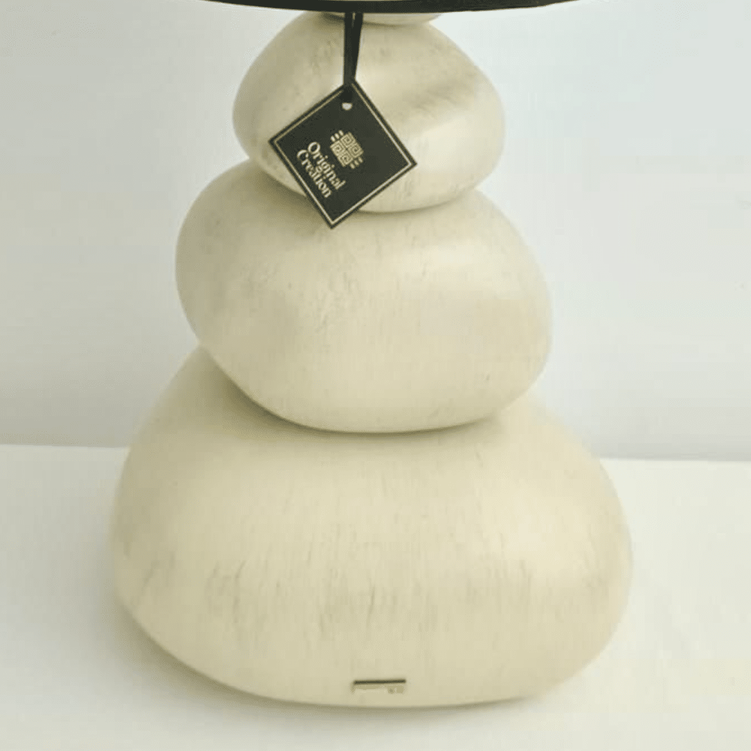 Lampe abat-jour Méloréa – En wax africain et céramique sculptée (77 × 30 cm) - artisanat Tunisien fait main | ILEYCOM