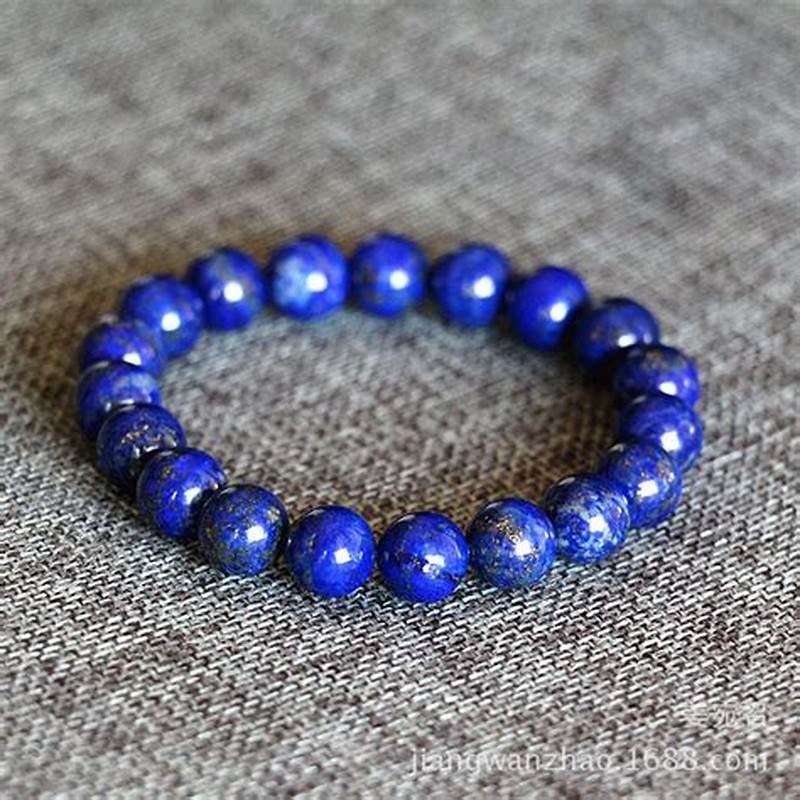 BRACELET Femme / Homme en pierres Lazurite avec pendentif et fermeture 100 % Argent pur 925.