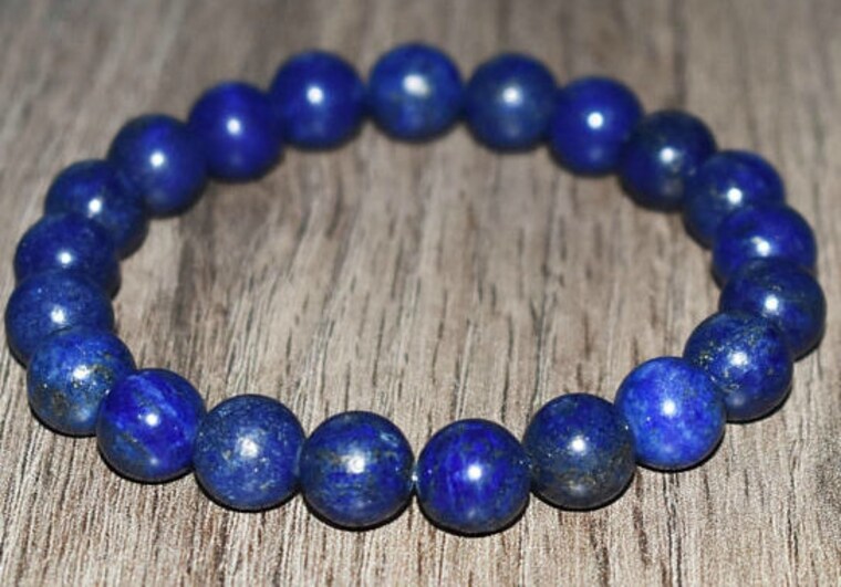 BRACELET Femme / Homme en pierres Lazurite avec pendentif et fermeture 100 % Argent pur 925.