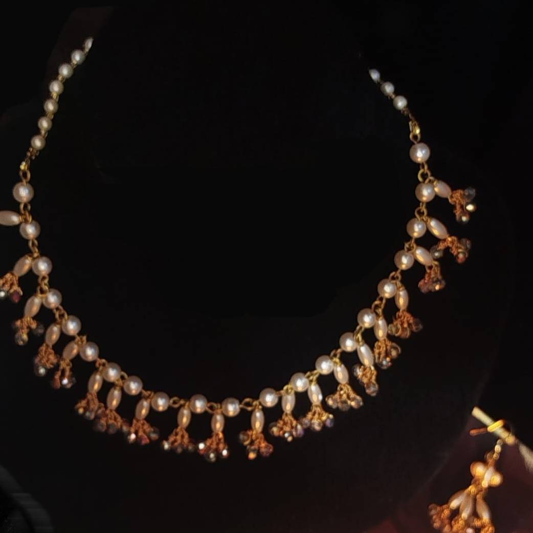 Parure Collier et Boucles D'oreilles en Perle - Sanyoura Collec Perl A1