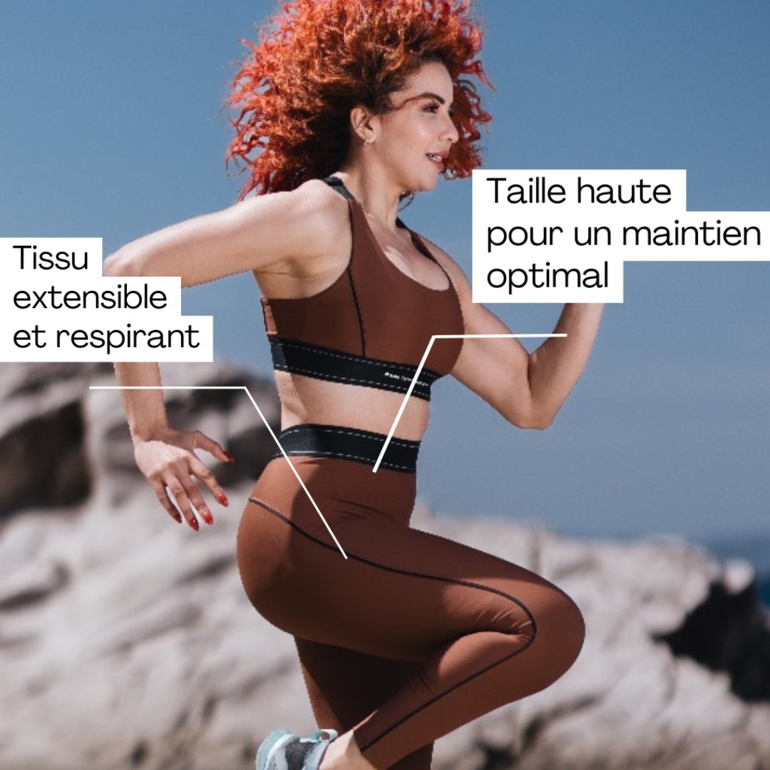 Legging de sport taille haute RAMA - artisanat Tunisien fait main | ILEYCOM