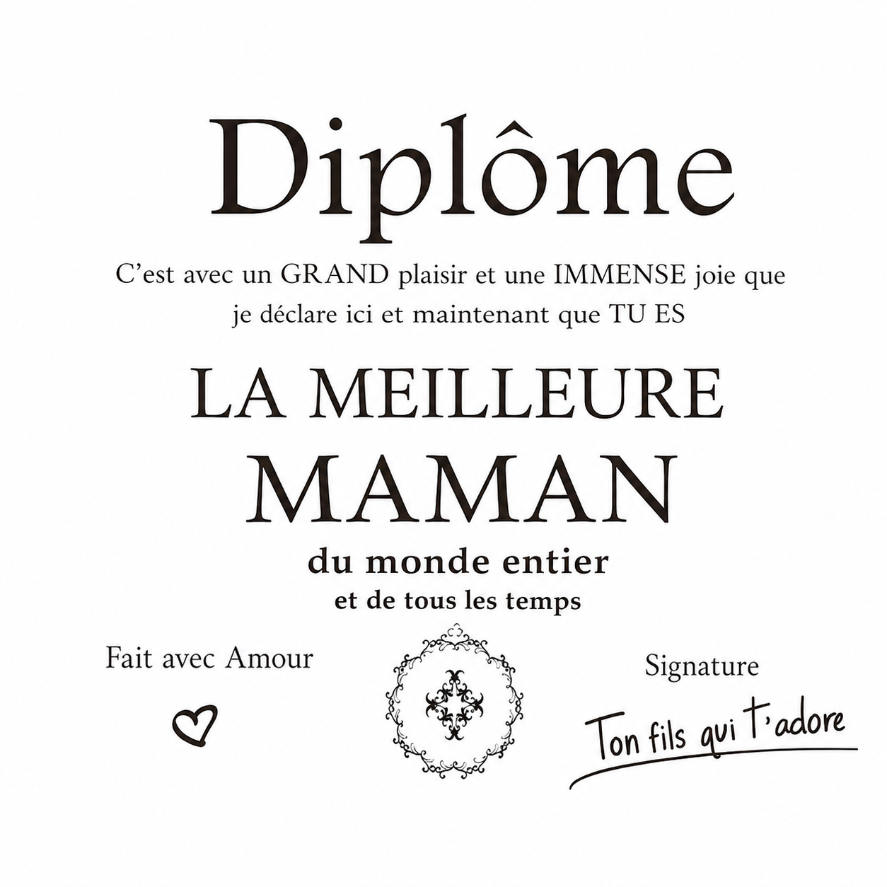 Diplôme Maman - cadre en bois à poser - 13 x 18 cm