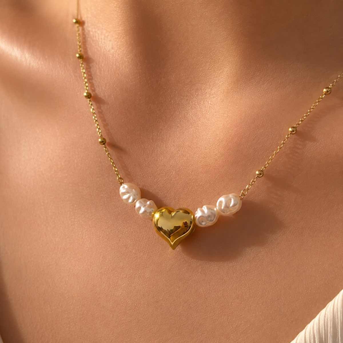 Collier Amorette éclatant en acier inoxydable et or premium