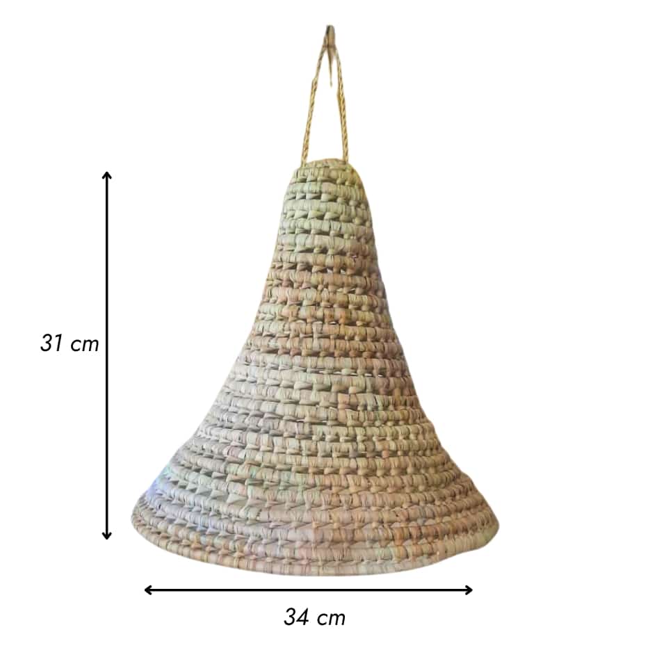 Luminaire Tressé en Doum Forme Cône - Fait Main - Plusieurs Dimensions - artisanat Tunisien fait main | ILEYCOM
