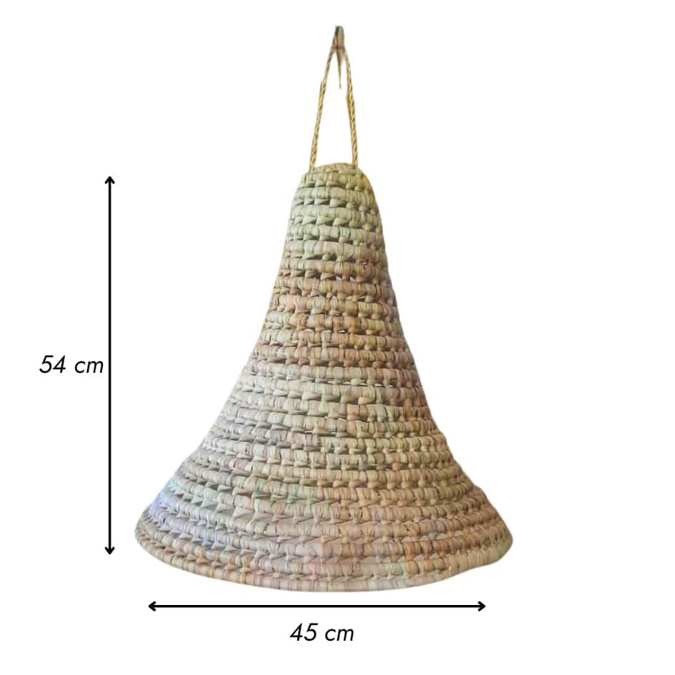 Luminaire Tressé en Doum Forme Cône - Fait Main - Plusieurs Dimensions - artisanat Tunisien fait main | ILEYCOM