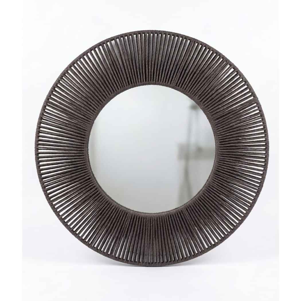 Miroir rond décoratif avec encadrement en corde – Disponible en gris, beige et bordeaux