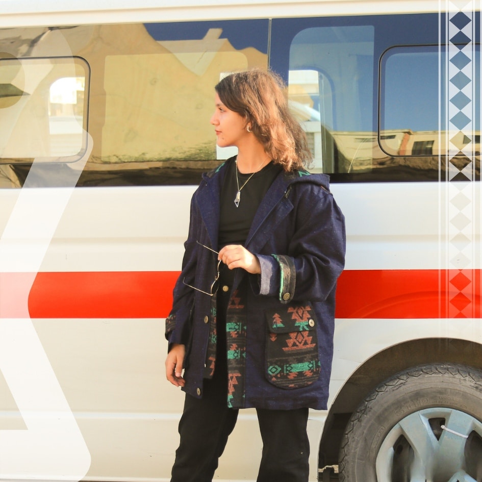 Manteau en flanelle doublé matelassé, détails ethniques - artisanat Tunisien fait main | ILEYCOM