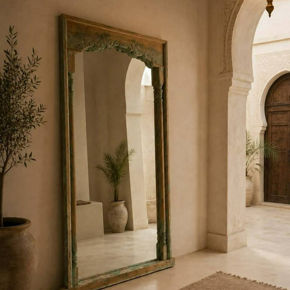 miroir plein pied exceptionnel bois naturel 200x107 cm