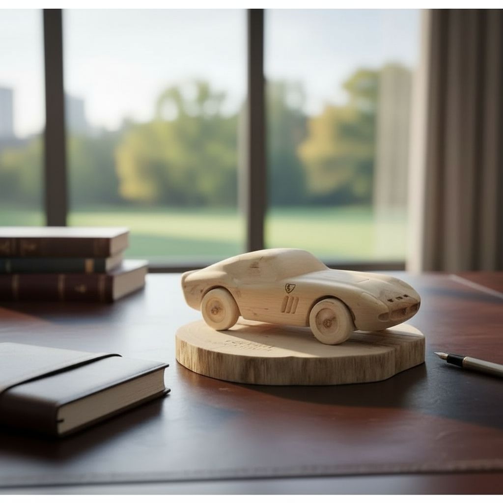 miniature Ferrari en bois artisanale pièce unique à collectionner