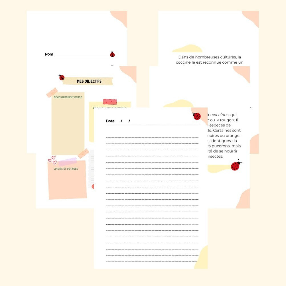 Notebook A5 thème coccinelle - style livre culturel