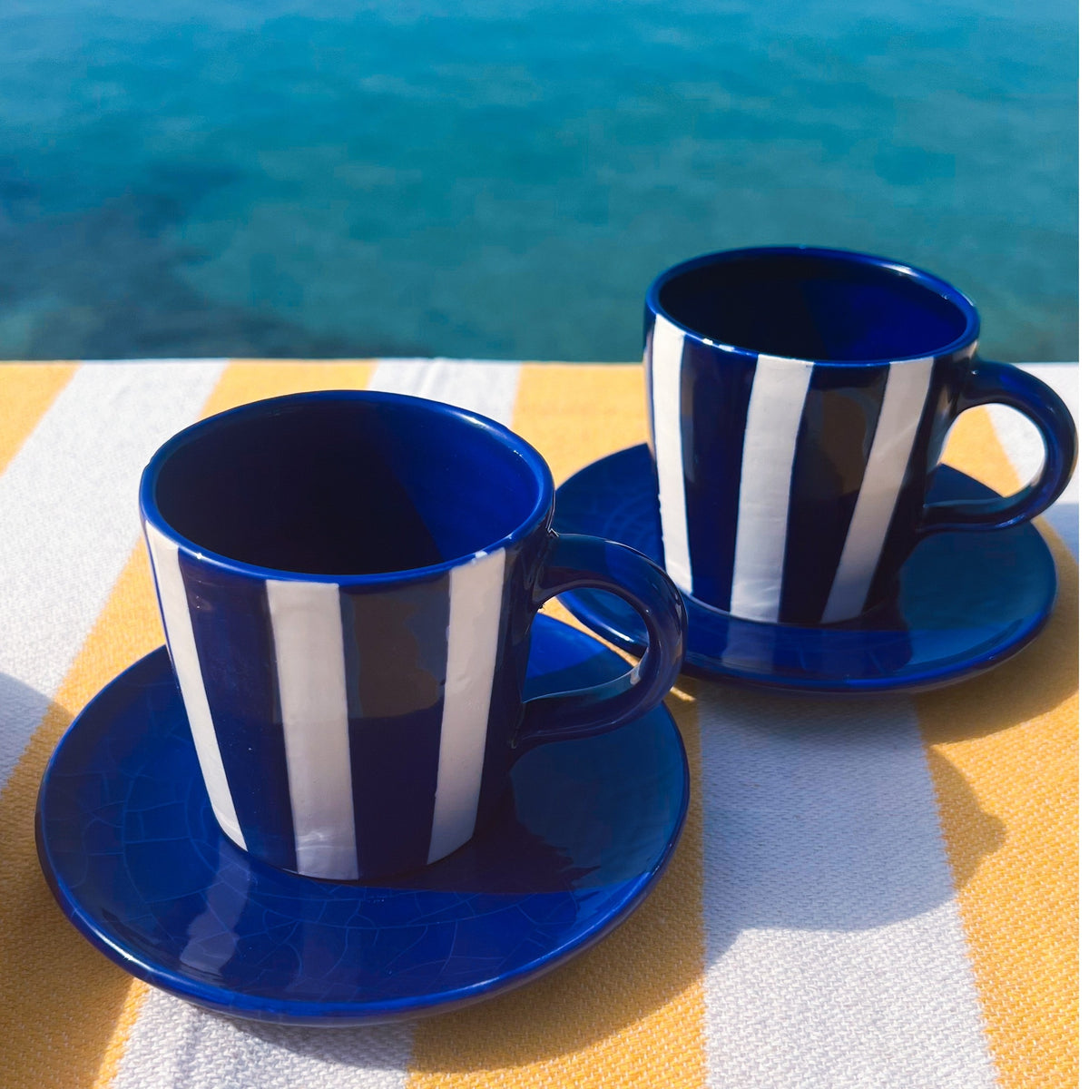 Tasse café Marinos bleu et jaune design