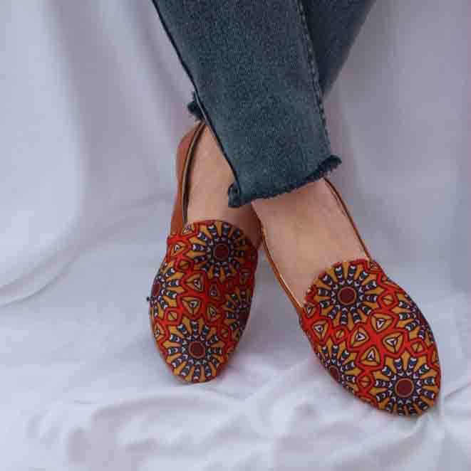 Mocassin tissue en motifs traditionnels mosaïques tunisien “NARANJA”